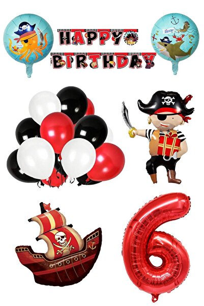 Patladı Gitti 6 Yaş Korsan Temalı Doğum Günü  Parti Kutlama Seti