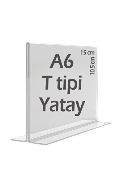 Bestekran A6 T-tipi Yatay Şeffaf Pleksi Föylük Menü Broşür Etiket Fotoğraflık...