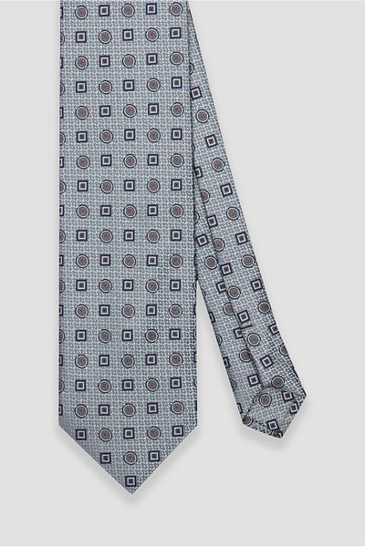 Abbate Blue Geometric Pattern Tie