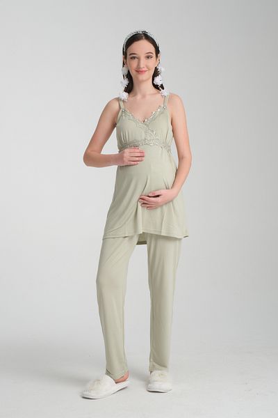 Effortt Set de pijamale pentru maternitate, 3 piese, cu caracteristică pentru alăptare – elegant și confortabil