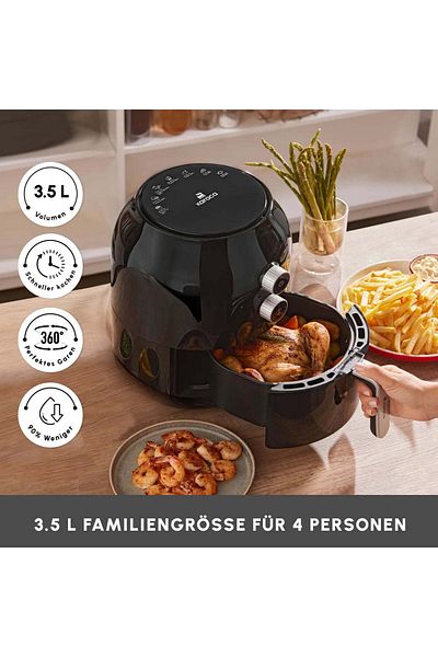 Karaca Karaca Multifry Friteuză cu o singură tigaie fără grăsime, neagră, 3,5 L, 1300 W