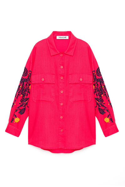 Touché Privé OVERSIZE SHIRT WITH EMBROIDERY DETAIL ON SLEEVES