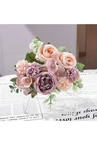 Choice Purple 7 heads high quality peony Artificial flowers silk peonies bouquet Rose hydrangea Home Decora