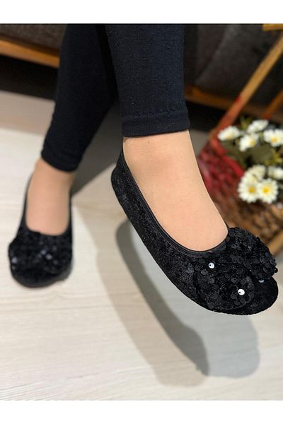 Babet Merkezi Sequin Bow Home, Hajj, Umrah Ballet, Gift, Daily Ballet, Feathered Ballet, Slippers, Booties, Show Kitty