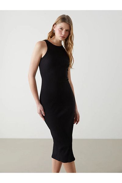 LC Waikiki Rochie neagră de damă XSIDE cu decolteu