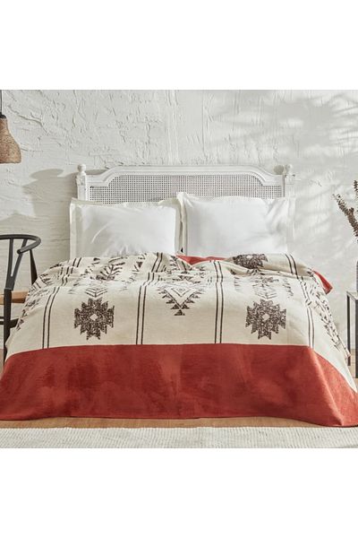 Karaca Home Raya Double Cotton Blanket Tile