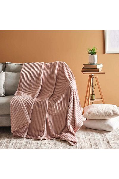 Karaca Ruby Stripe Wellsoft Blanket, Single, Pink