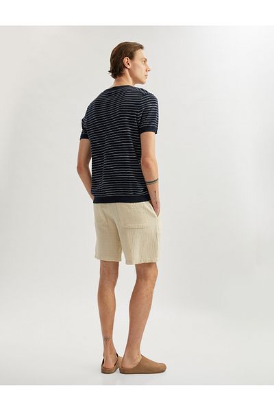 Koton New Season Muslin Cotton Pocket Detailed Summer Chino Shorts with Laced Waist