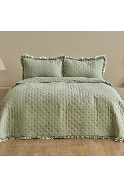 Karaca Home Viona Double Bedspread Set Sage