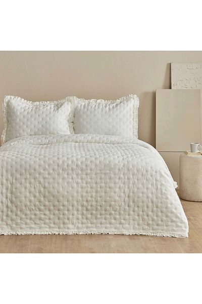 Karaca Home Viona Double Bed Bedspread Set Ecru