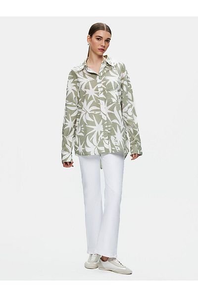 Ltb Cămașă cu model floral cu aspect de in