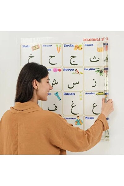 ForWhat 100X150Cm Static Stick-On Elif-Ba Learning Education Chart for Office Home Office Decor