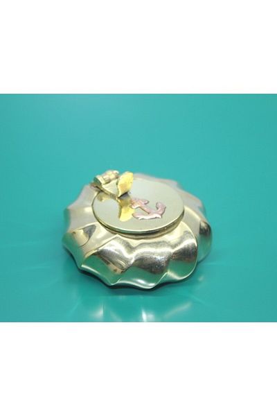 ForWhat Brass Ash Tray Ashtray with Lid with 6cm Anchor for Bureau Home Office Decor