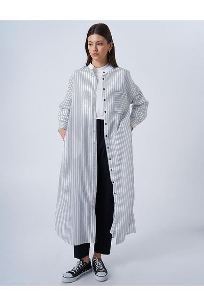 Kayra Tunica lungă cu model linie albă optică