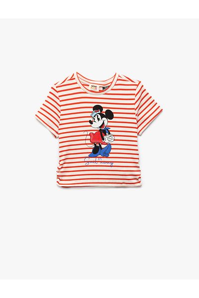 Koton Minnie Mouse Printed Licensed Striped Short Sleeve T-Shirt