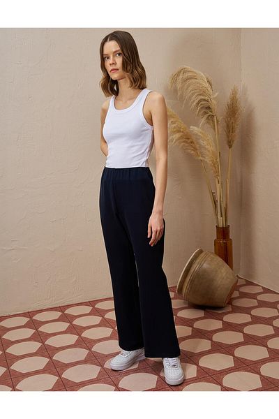 Kayra Flare Fit Trousers Dark Navy Blue