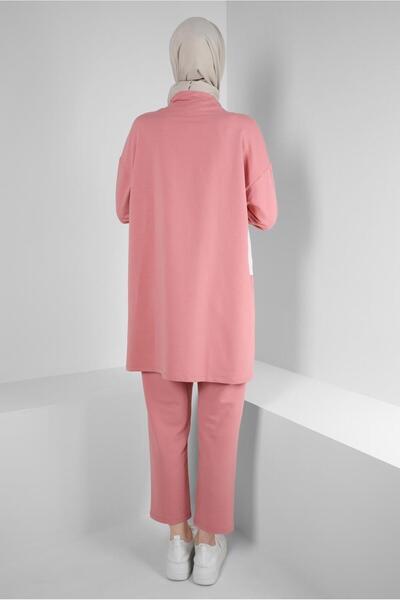 Alvina PATTERNED COLLAR LACE-UP DOUBLE PANTS SUIT 43593