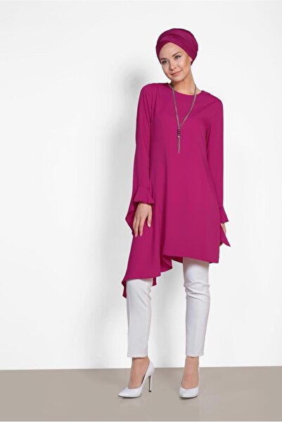 Alvina Asymetric Cut Pillise Detail Tunic 4852