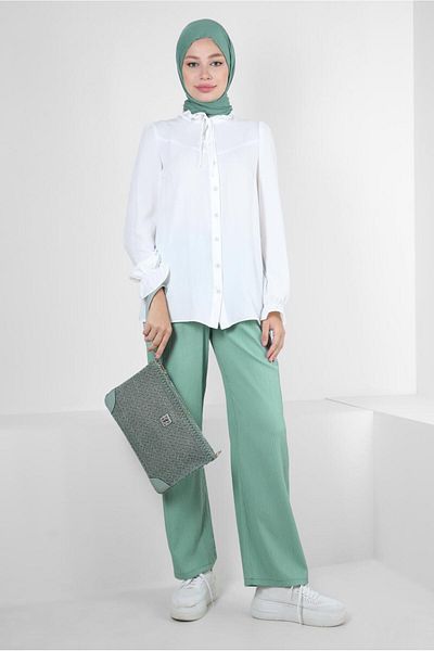 Alvina BLUZ 43550 WITH LAPEL TIE CUFFS AND RUBBER