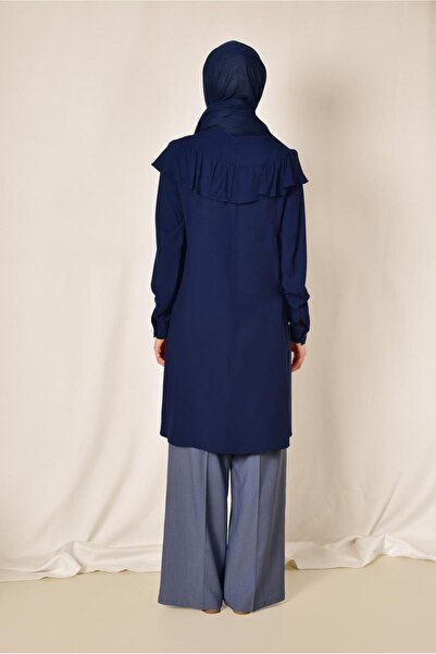 Alvina Shoulder and Embroidery Detail Shoulder Tunic with Volan 4120