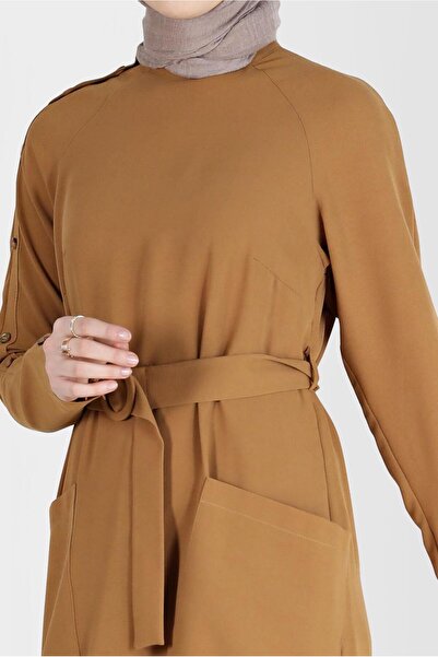 Alvina KOLU DÜĞME DETAYLI CEPLİ KUŞAKLI TUNİK 41398