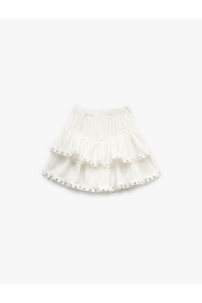 Koton New Season Elastic Waist Layered Lace Detailed Mini Skirt