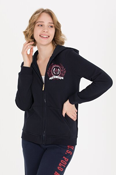 U.S. Polo Assn. Капюшон, комір, прямий, темно-синій жіночий світшот Gad-sk022