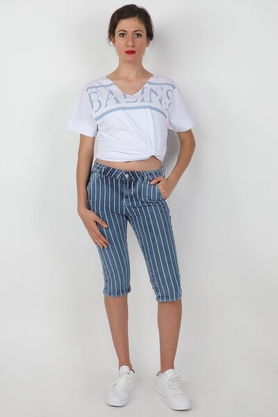 BALİNS Capri cu dungi drepte pentru femei - Design cu dungi drepte
