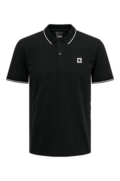 Only & Sons Ανδρικό μπλουζάκι Onsfletcher Polo 100% Βαμβακερό Μαύρο 22024827