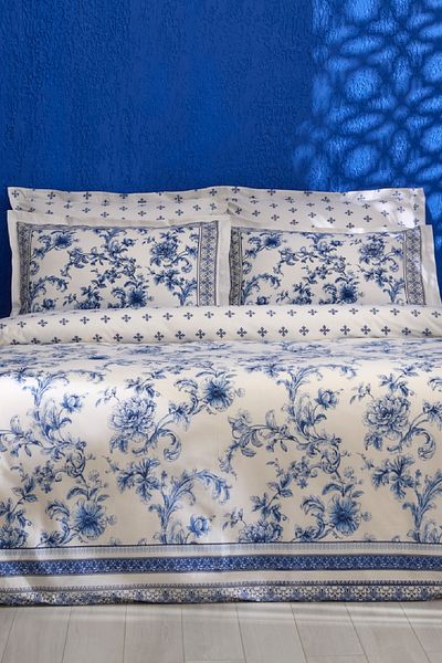 Karaca Home Set cuvertură dublă Rosario 100% bumbac Albastru
