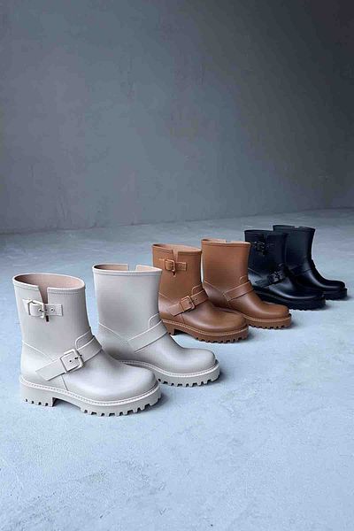 Cappmoda AYK-1008 Μπότες βροχής με αντιολισθητική σόλα με πέτρινο χρώμα