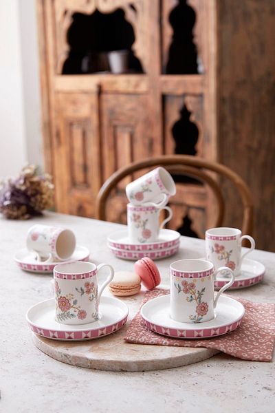 Kütahya Porselen 12 Τεμάχια 6 Ατόμων Bone Desire Coffee Kit Chirpy