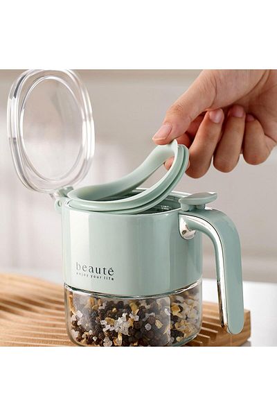 Ayshe Home Concept 500ml Healthy Lead-Free Glass Moisture-Proof Spice Jar Storage Container with Spoon Assorted Colors