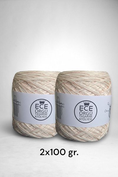 Ece Örgü Tasarım Atölyesi Avorio 5 στρώσεις κρέμα χρώματος βαμβακερό με χρυσό glitter μείγμα πλεξίματος χειρός