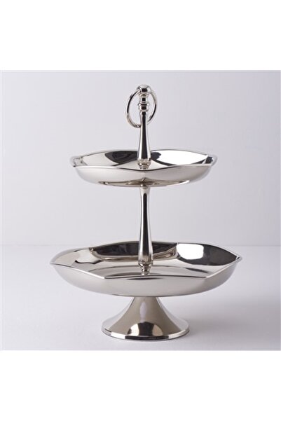 Linens Wawe 21x27x34 Cm 2 Katlı Servis Gümüş