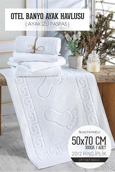 Home Otel Tipi Ayak Havlusu 50x70 cm Ayak İzli Paspas Havlu 300 gr Çift Kat B...