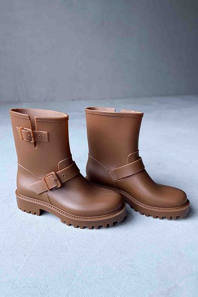 Cappmoda AYK-1008 Μπότες βροχής με αντιολισθητική σόλα Tan Belted