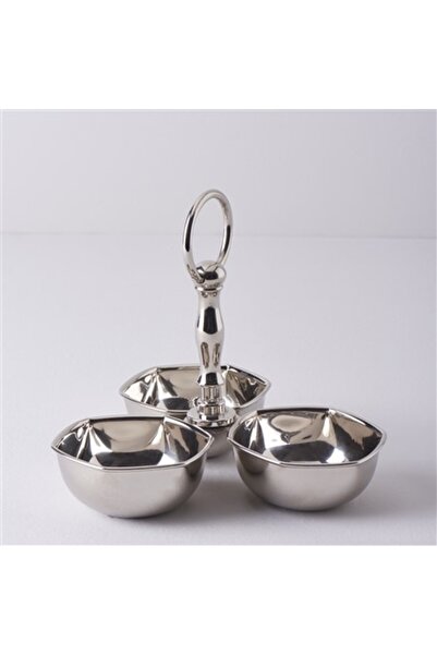 Linens Wawe 10x10x15 Cm 3'lü Kase Gümüş