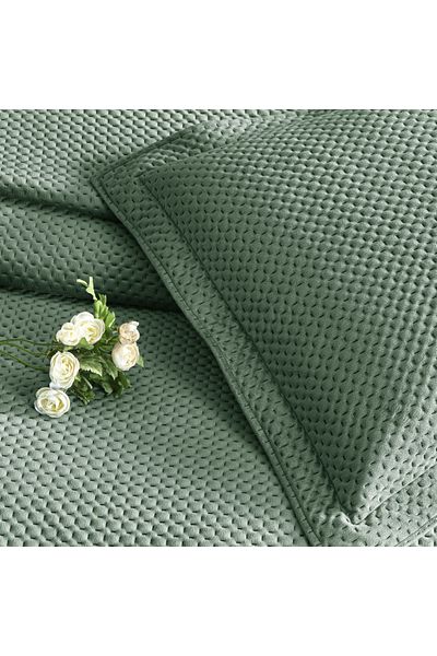 Linens Σετ κάλυμμα κρεβατιού Dark Green Glace Διπλό