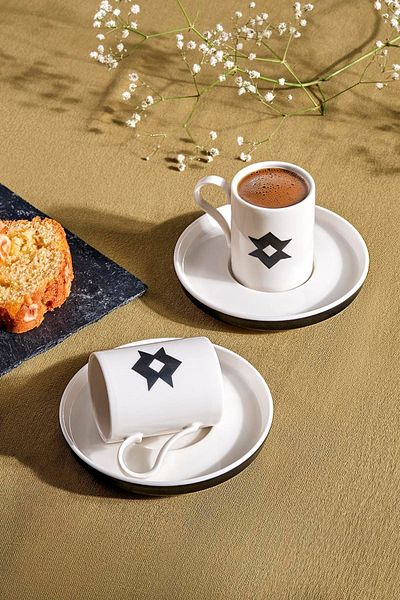Kütahya Porselen Trusă de cafea pentru 2 - Bone Desire 4 piese Simbol al fericirii