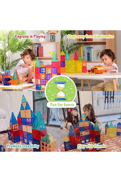 COOYA 120-Piec Magnetic Tiles Building Blocks Toy Set, Safe And Durable, 3D, DIY Creative, For Kids 3+
