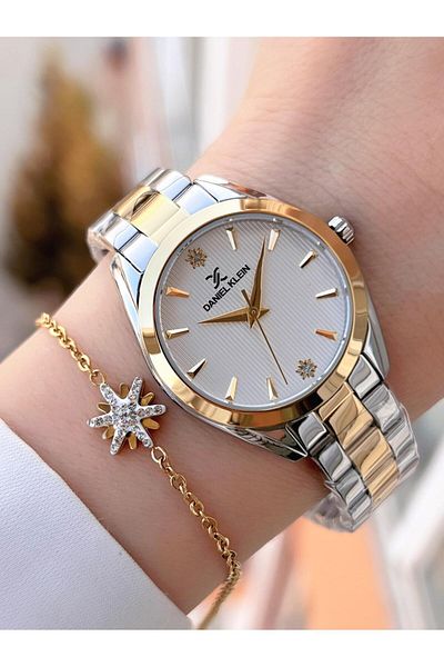 Daniel Klein Women's Wristwatch with Case Steel Cord Steel Jewelry Set Gift Dl10799