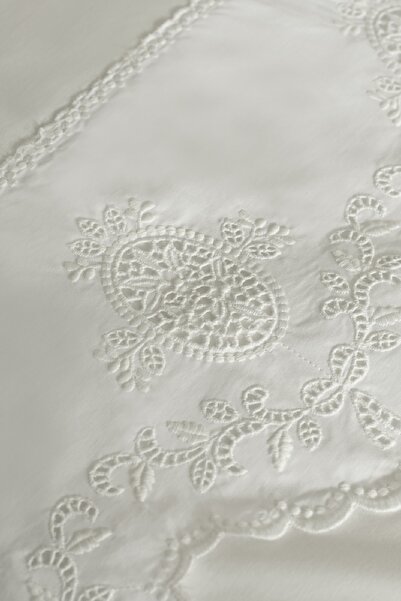 Karaca Home 100% Cotton Chole Brodeli Double Duvet Cover Set White