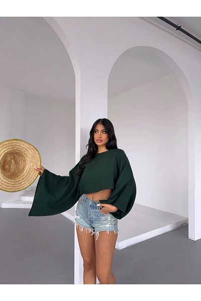 hazelin Bluză Musbulin Poncho verde smarald pentru femei HZL25S-DSB16161