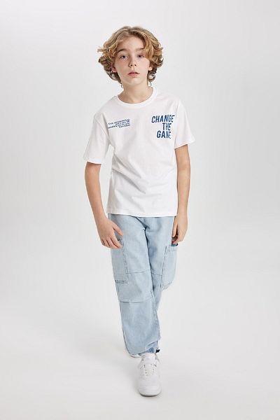 DeFacto Pantaloni de jogging pentru băieți - talie cu șireturi, picior elastic, buzunare, parașuta Cargo C0184a824sm