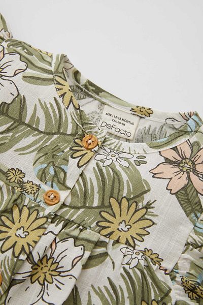 DeFacto Linen Patterned Crew Neck Short Sleeve Shirt - Baby Girl B9714a524sm