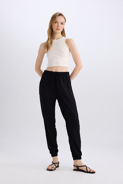 DeFacto Viscose Jogger - Normal Waist, Ankle Length, Basic Pants with Pockets 24Y 801000868