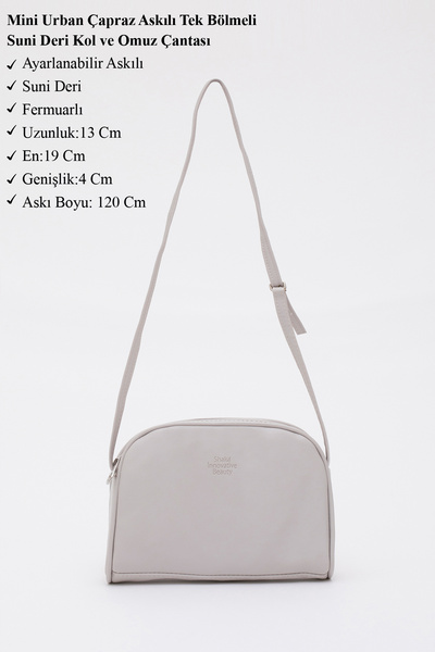 SHAKA Gray Shk25 Mini Urban Cross Strap Single Compartment Faux Leather Handle and Shoulder Bag