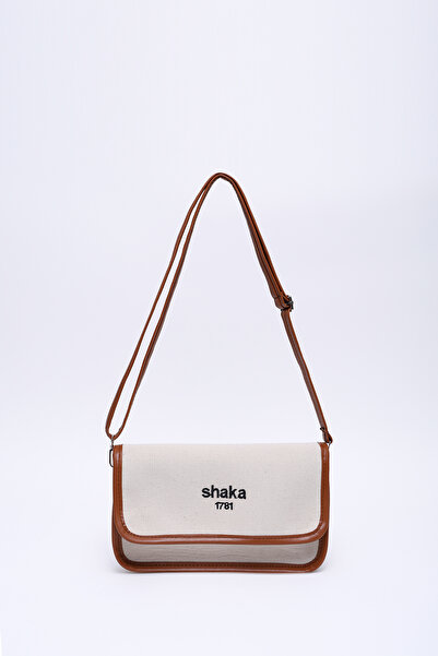 SHAKA Taba Shk143 - Canvas Fabric Single Compartment Handle and Shoulder Bag with Snap Fastener Faux Leather Strap