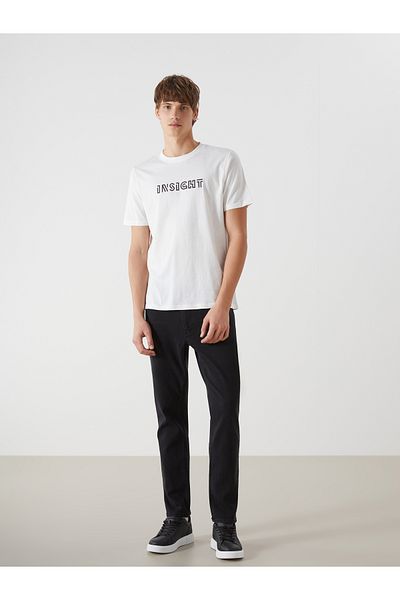 LC Waikiki Bedrucktes Herren-T-Shirt aus gekämmter Baumwolle mit Rundhalsausschnitt